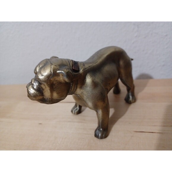 BRASS BULLDOG STATUE YALE UNIVERSITY  Vintage Dog Paperweight  Decorative Art - Picture 9 of 11